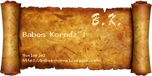 Babos Kornél névjegykártya
